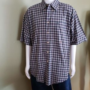 Tommy Hilfiger button up short sleeve plaid shirt